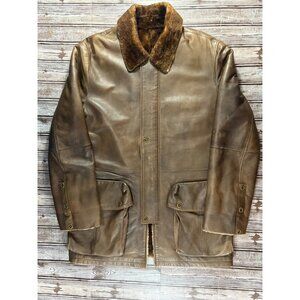 Jacques Locci exclusive line shearling leather coat jacket sz 50 EU 40 US
